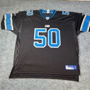 Detroit Lions Football Jersey Mens 3XL Black Ernie Sims #50 NFL Reebok Vintage